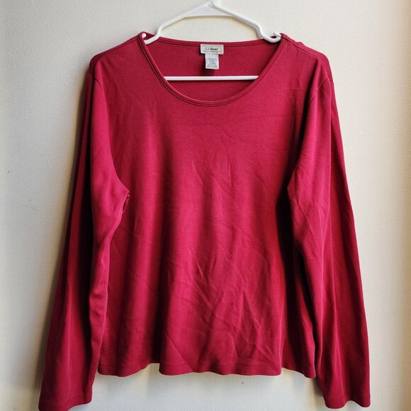 L.L. Bean Red Long Sleeve Scoop Neck Jersey Size XL - Picture 7 of 14